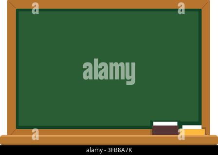 Blank Green School Chalkboard with Wooden Frame. Stock Vector