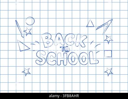 Back to School Notebook Paper Doodle Background. Stock Vector