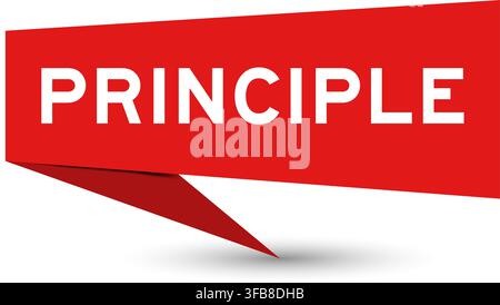 Red color speech banner with word principle on white background Stock Vector