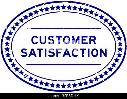Grunge blue customer satisfaction word oval rubber seal stamp on white background Stock Vector
