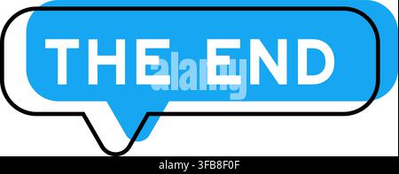 Speech banner and blue shade with word the end on white background Stock Vector