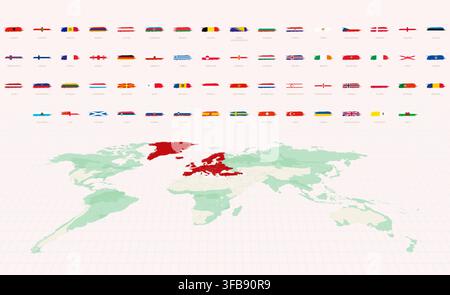 European Flags in Grunge Abstract Brush Stroke Style. Grunge Flag Set. Stock Vector