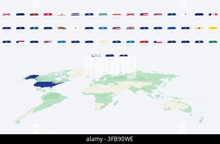 US State Flags in Grunge Abstract Brush Stroke Style. Grunge Flag Set. Stock Vector