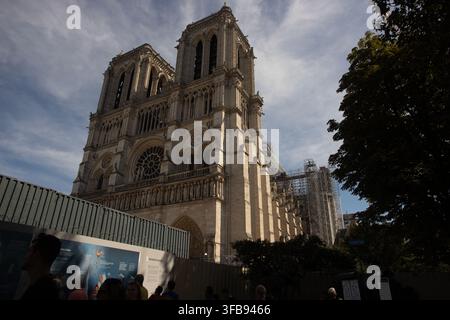 Notre Dame Under Reconstruction after the fire Stock Photo