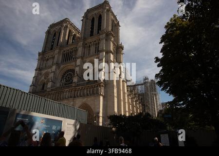 Notre Dame Under Reconstruction after the fire Stock Photo