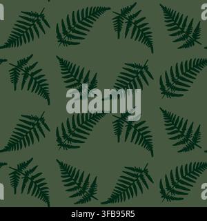 High-contrast fern pattern on dark background with dynamic composition. Strong tropical aesthetic. Stock Vector