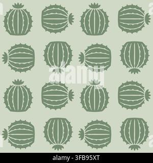 Seamless pattern with repeating round cactus shapes in minimal style. Stock Vector