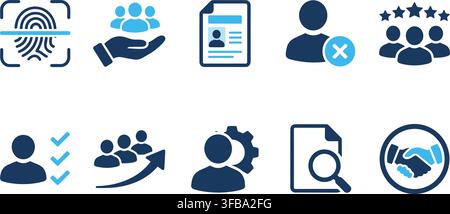User authentication management hiring rating and teamwork business icons set for web design. Stock Vector