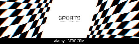 Sports modern white abstract background with black and white checkerboard flag. Vector illustration racing poster design banner. Stock Vector