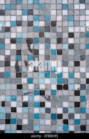 Worn Blue And Grey Ceramic Mosaic Tile Background Stock Photo