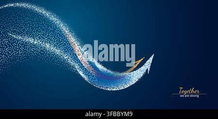 Abstract digital 3D growth arrows up on technology blue background. Stock Vector