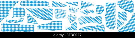 Torn paper pieces set with Oktoberfest Bavarian pattern vector Stock Vector