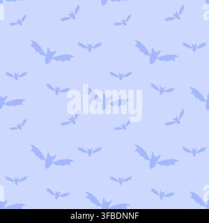 Seamless Halloween pattern with black flying bats on orange background. Perfect for spooky designs, textiles, wallpapers, wrapping paper and seasonal Stock Vector