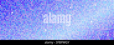 Light blue shining disco party background. Iridescent gradient sparkling glitter sequin texture. Retro discoball mirror mosaic wallpaper. Abstract glowing halftone sparkle backdrop. Vector  Stock Vector