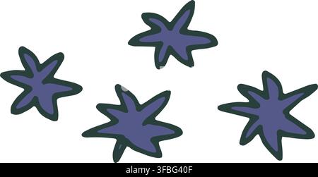 Small Purple Star Shaped Ditsy Flowers Stock Vector