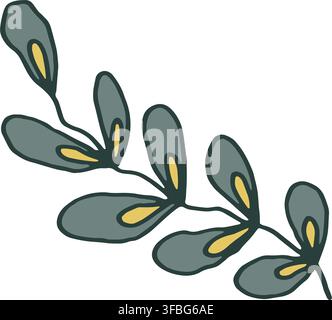 Stylized Branch With Yellow Accent Leaves Stock Vector