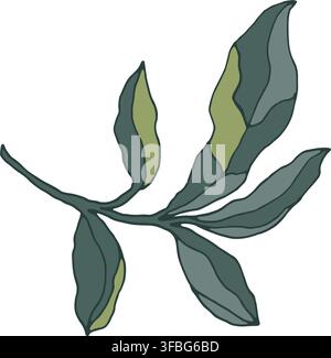 Abstract Twisted Green Plant Foliage Element Stock Vector