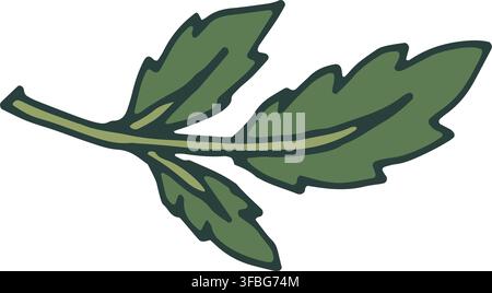 Hand Drawn Serrated Plant Foliage Art Stock Vector