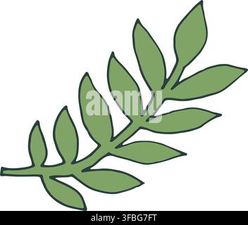 Simple Rustic Green Ash Leaf Branch Stock Vector