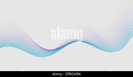 Bright blue purple minimal dotted wavy lines abstract background. Halftone concept vector design Stock Vector