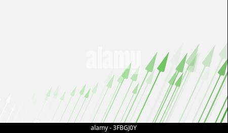 Abstract green growing financial linear graph chart arrows background. Vector lines tech design Stock Vector