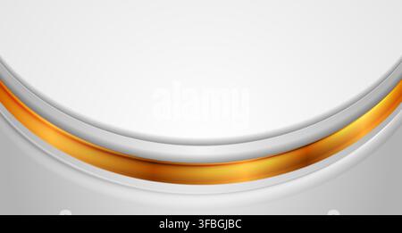 Grey and golden glossy waves abstract elegant corporate background. Vector design Stock Vector