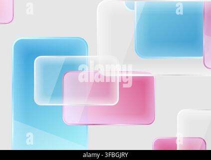 Soft pastel blue and pink glass frames abstract concept background. Geometric vector design Stock Vector