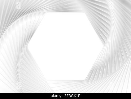 White glossy hexagons abstract futuristic tech pattern background. Vector spiral art design Stock Vector