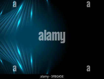 Dark blue minimal laser lines abstract glowing futuristic tech background. Vector digital art rays design Stock Vector