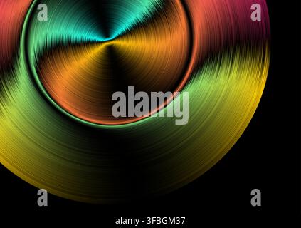 Multicolored holographic glitched circle with flowing metallic gradient, abstract background. Vector futuristic design Stock Vector