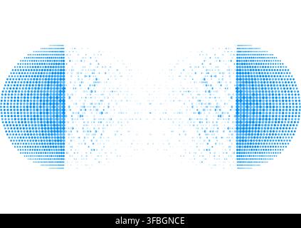 Blue tech halftones dots abstract minimal background. Geometric futuristic vector design Stock Vector