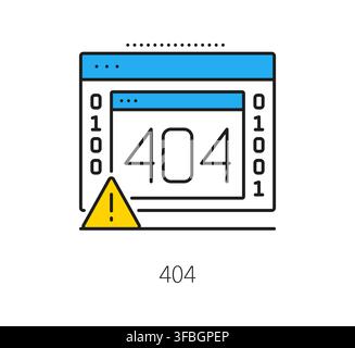 Software 404 error program code line icon or symbol. Computer system development lineart sign, software programing symbol. Program code engineering icon Stock Vector
