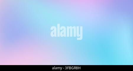 Soft iridescent blue purple gradient gradation background. Pastel spring sky backdrop. Gentle lilac and teal color gradation with glowing highlights for cosmetic presentations or music festival ads Stock Vector