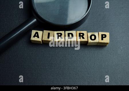 Concept of airdrop text on wooden blocks. Stock Photo