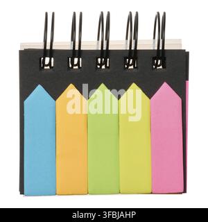 Multicolored paper stickers on isolated background, top view Stock Photo