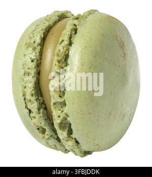Green pistachio macaron on white isolated background Stock Photo