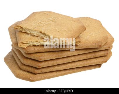 Rectangular baked cookies sprinkled with sugar on isolated background, stack Stock Photo
