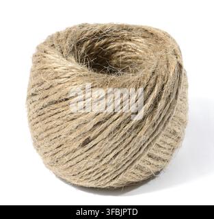 Skein of brown thread on a white isolated background Stock Photo