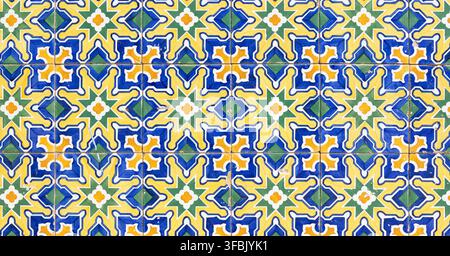 Colorful traditional portuguese ceramic tile wall pattern background Stock Photo