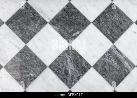 checkered marble floor tile pattern background. Top view Stock Photo