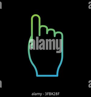 Hand gesture pointing up index finger with green blue neon gradient vector icon. eps 10. Stock Vector
