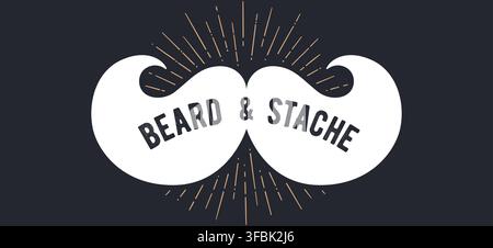 Mustache and vintage sun rays sunburst Stock Vector