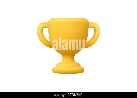 3d golden trophy cup icon represents winner award achievement success victory prize champion and recognition Stock Vector