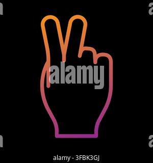 Hand gesture peace victory sign with neon gradient vector icon. eps 10. Stock Vector