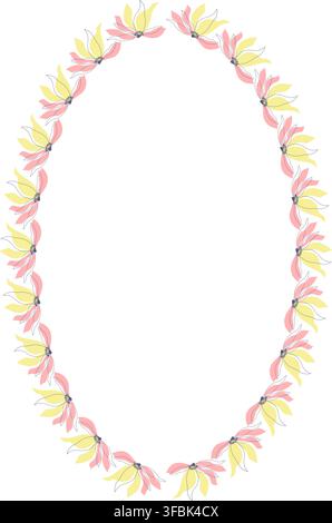 Frame with colorful flower elements. Wreath graphic template. Cute empty frame box Stock Vector
