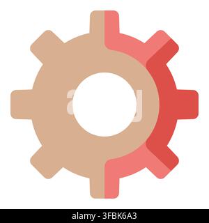 Gear cog icon representing setting, engineering, industrial process, maintenance, and mechanism with flat design Stock Vector