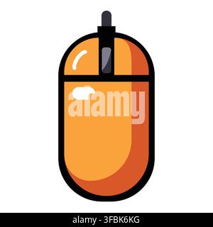 Orange computer mouse icon representing digital navigation, hardware, clicking, and scrolling in technology interfaces Stock Vector