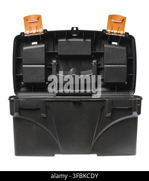Opened plastic tool box on isolated background Stock Photo