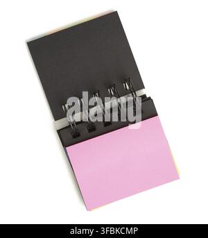 Blank paper pin stickers on a white background, close up Stock Photo