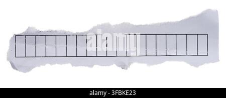 White strip of paper with torn edges on isolated background Stock Photo